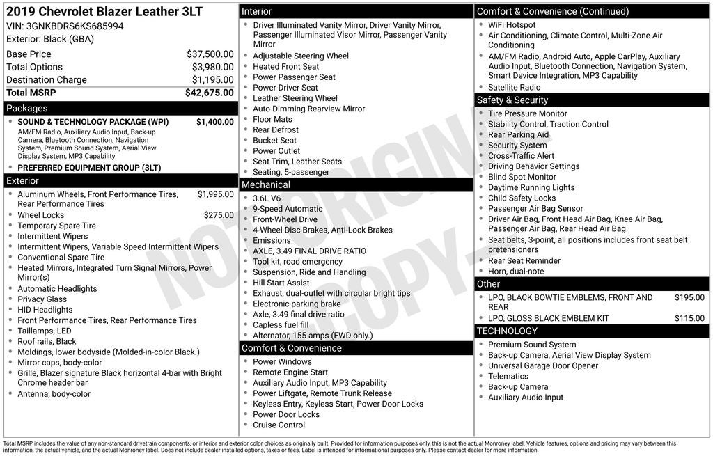 2019 Chevrolet Blazer Base 3LT