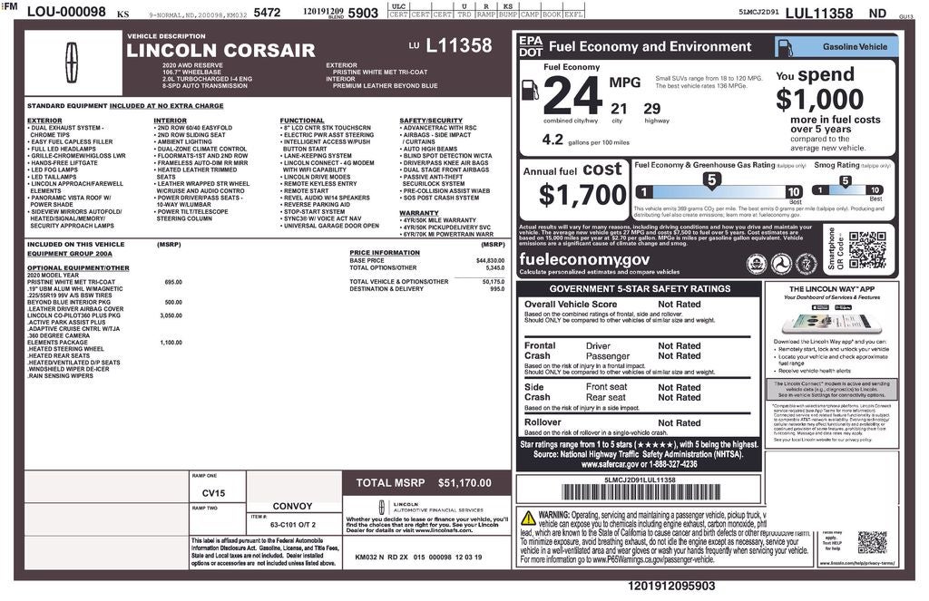 2020 Lincoln Corsair Reserve