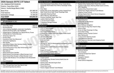 2026 Genesis GV70 2.5T Select