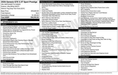 2026 Genesis G70 3.3T Sport Prestige