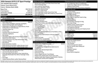 2026 Genesis GV70 2.5T Sport Prestige
