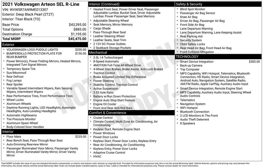 2021 Volkswagen Arteon 2.0T SEL R-Line